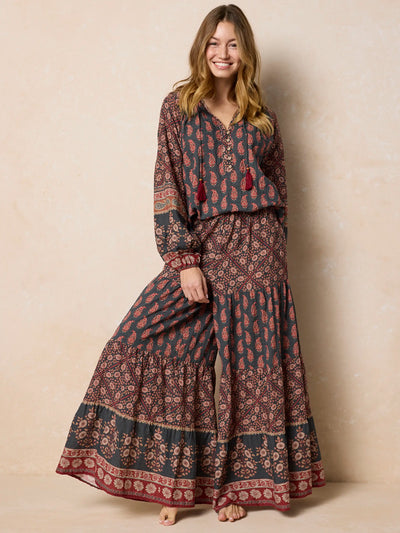 Patti Palazzo Pant - Wildflower Medallion Border-view 1