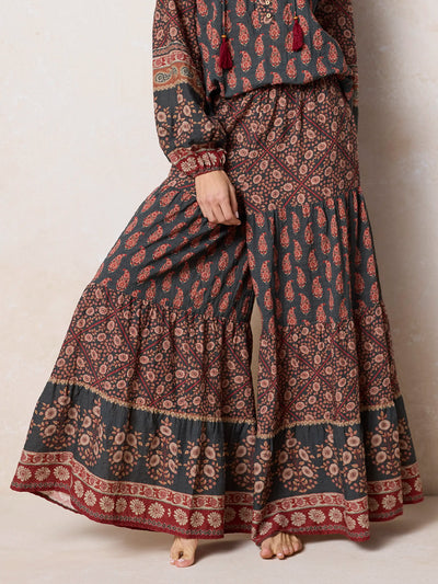 Patti Palazzo Pant - Wildflower Medallion Border-view 1