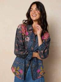 Barcelona Cotton Button Down - English Garden Charcoal-view 1