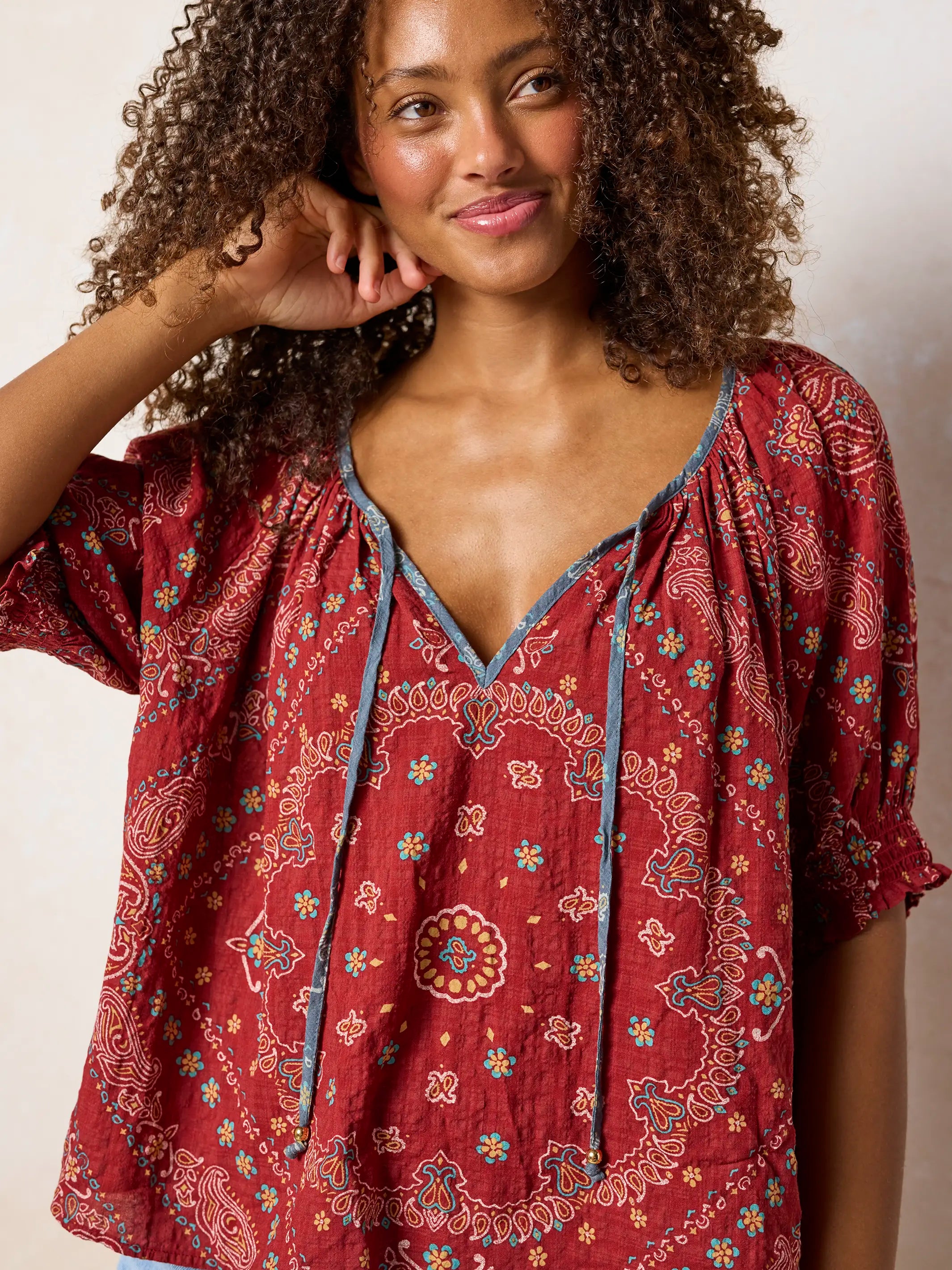 April Top - Brick Red Bandana – Natural Life