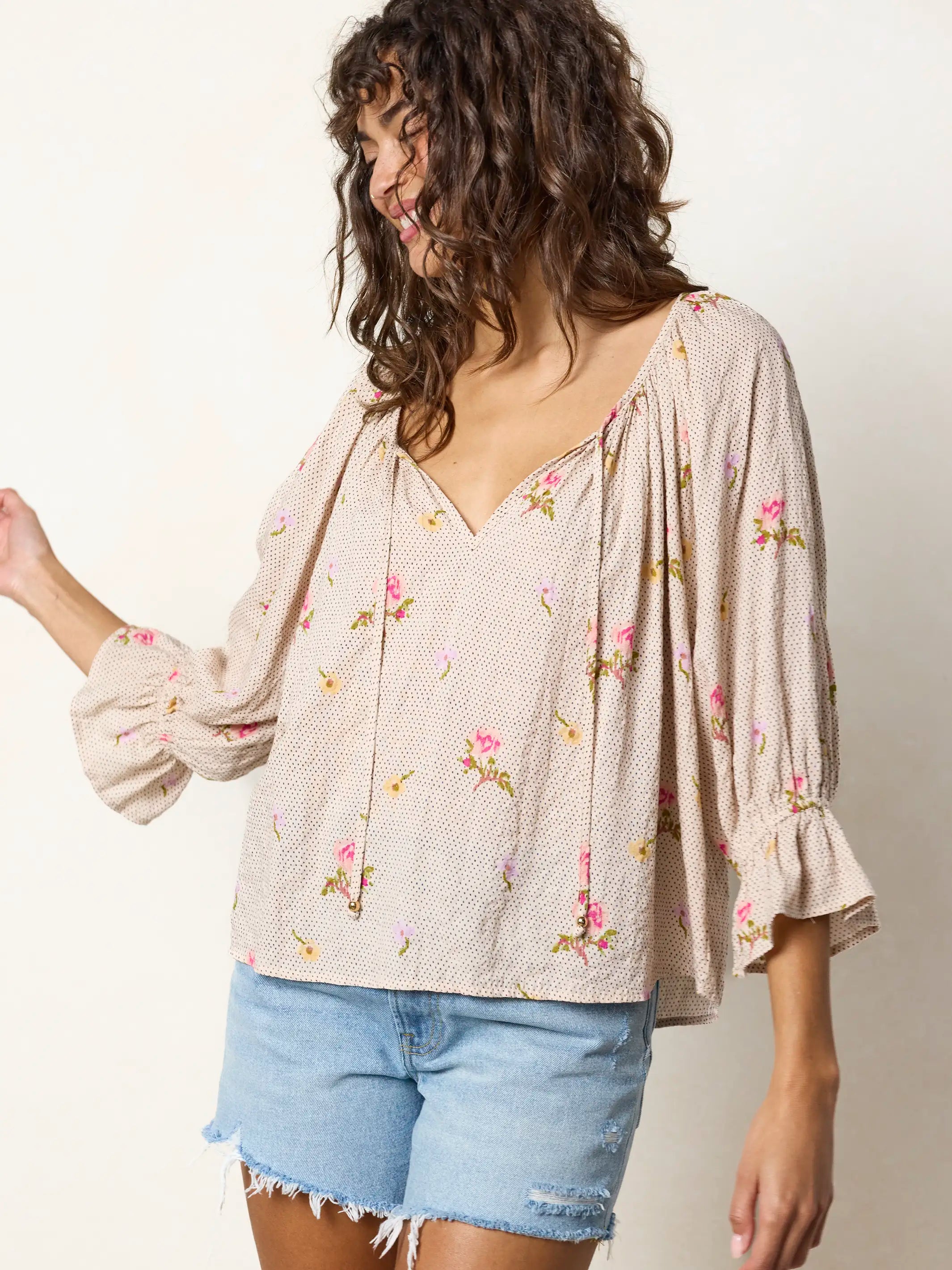 Magnolia Top - Pin Dot Prairie Cream – Natural Life
