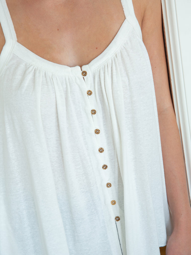 Relaxed Buttondown Tank|Ivory-view 3