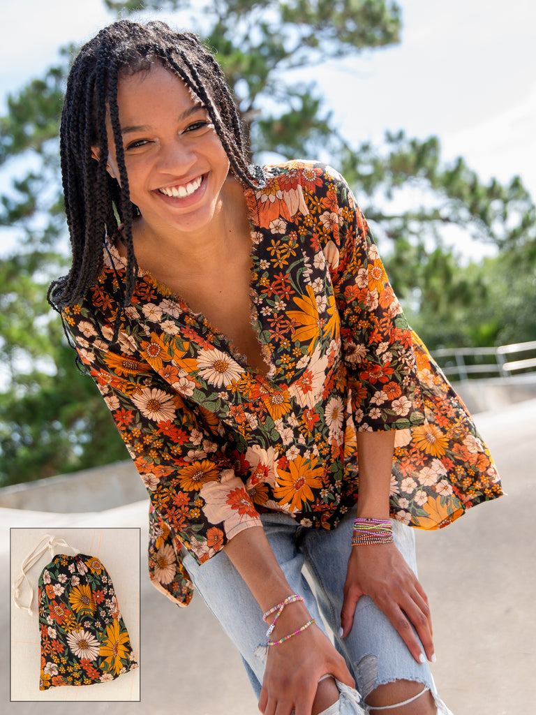 Tunic-In-A-Bag|Orange Floral-view 3