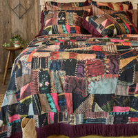 patchwork quilt fringe bedspread