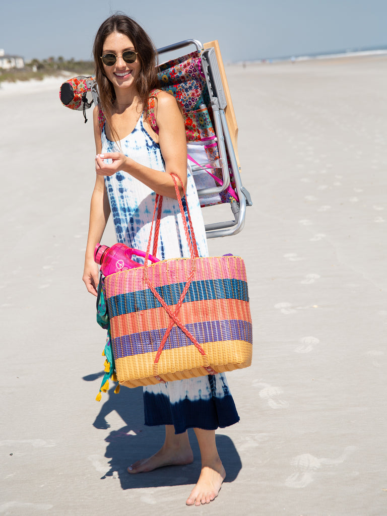 Folding Backpack Beach Chair|Vintage Patchwork-view 3