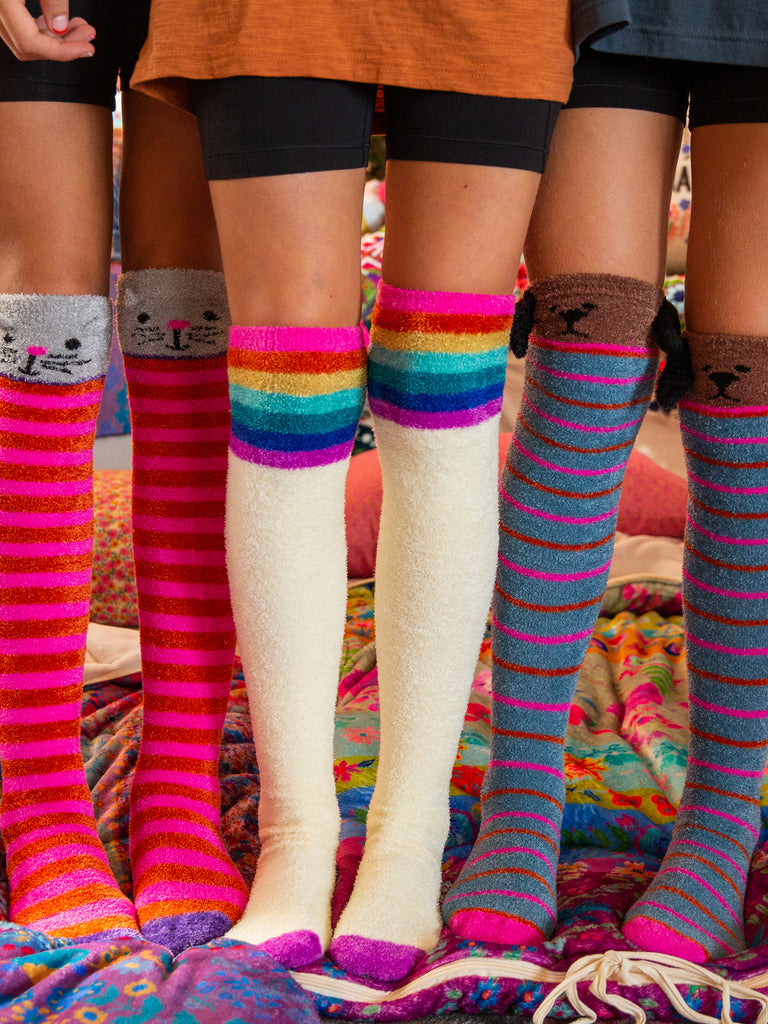 Over-the-Knee Cozy Socks|Rainbow-view 1