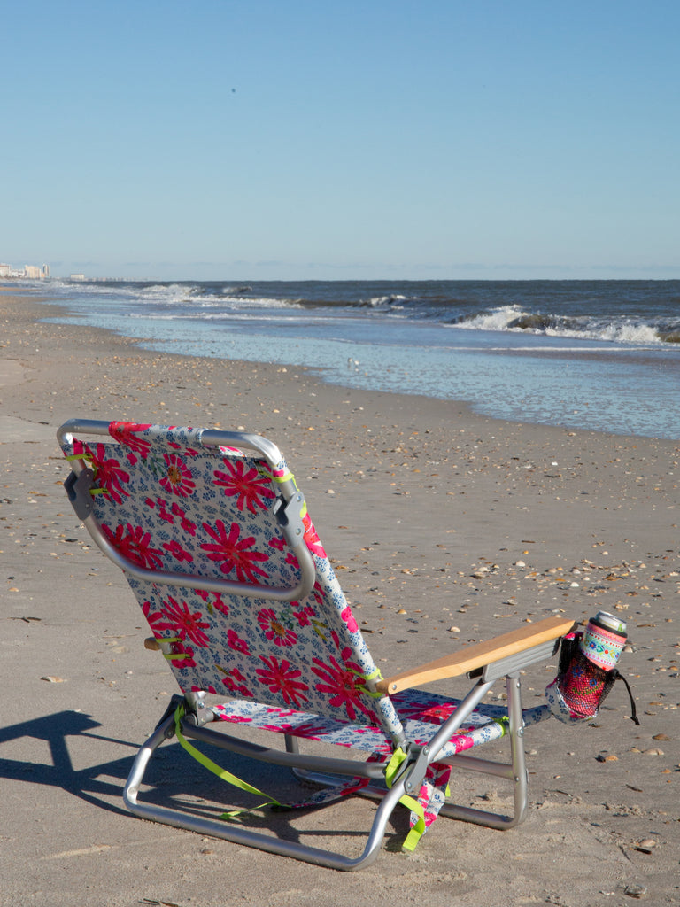 Folding Backpack Beach Chair - Neon Daisies-view 1