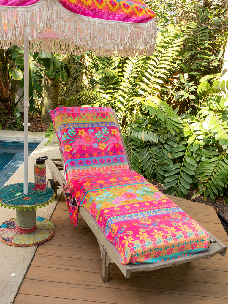 Beach Chair Towel & Tote - Pink Border-view 1