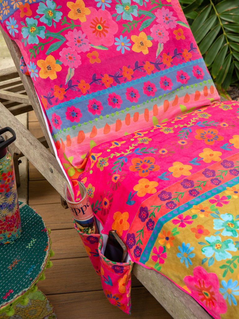 Beach Chair Towel & Tote - Pink Border-view 3