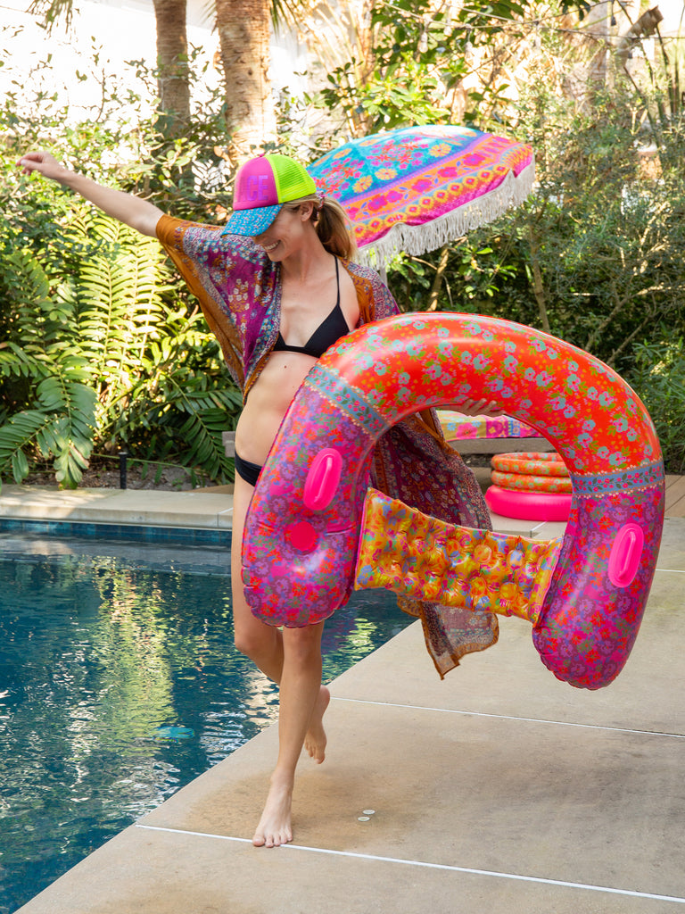 Pool Float Lounger - Pink Borders-view 3