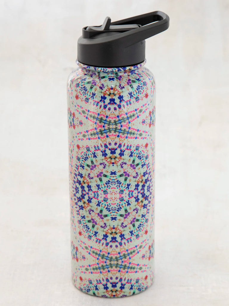 XL Stainless Steel Water Bottle - Dark Cream Tie-Dye-view 1
