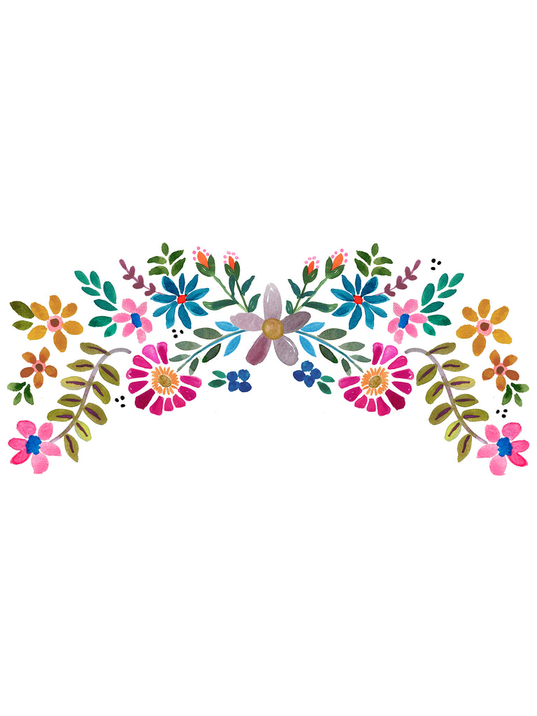 Bungalow Wall Decal|Small Folk Flowers-view 2