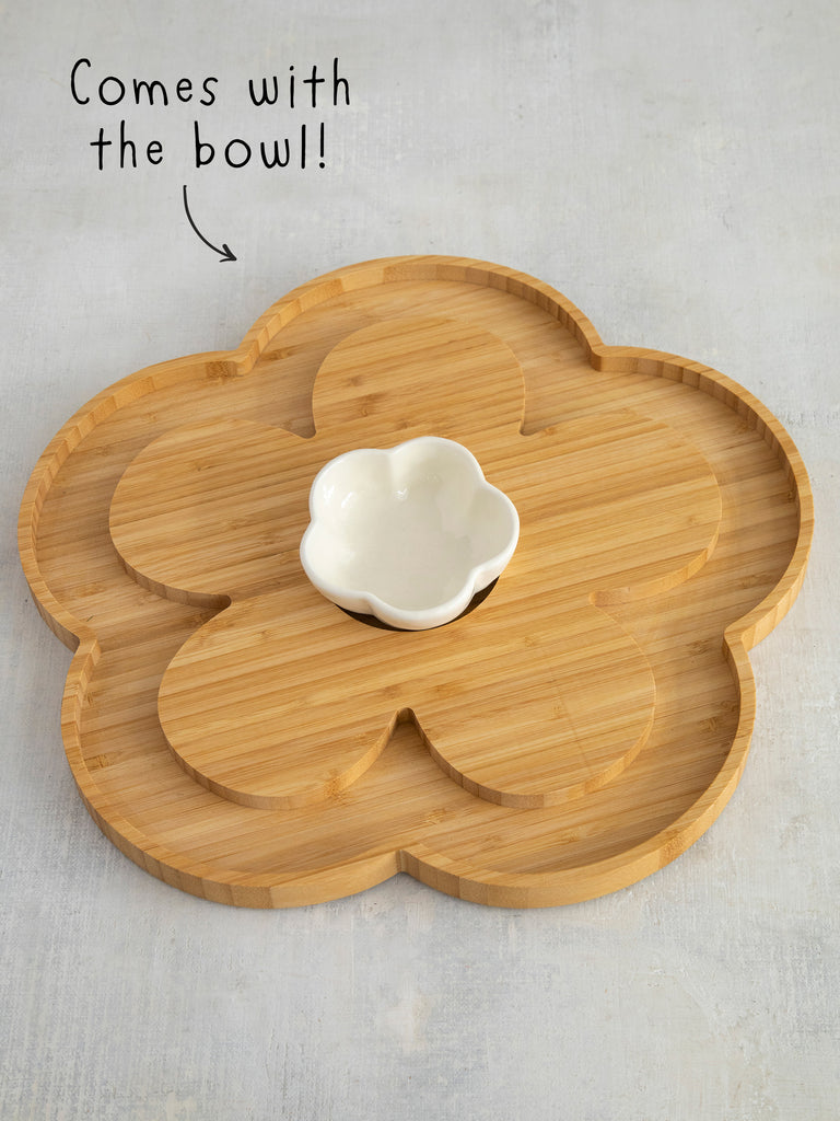 Bamboo Serving Board|Flower-view 1