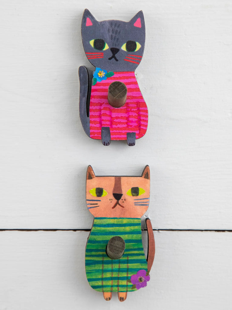 Wooden Wall Hooks, Set of 2 - Cat-view 4