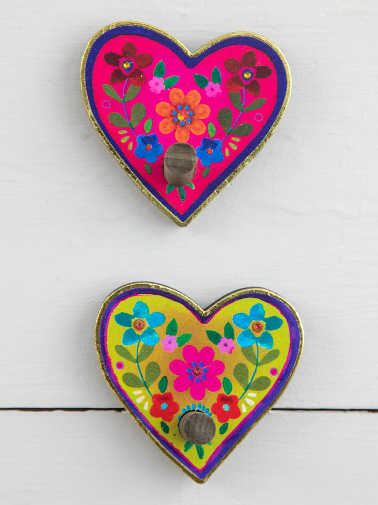 Wooden Wall Hooks, Set of 2 - Heart-view 4