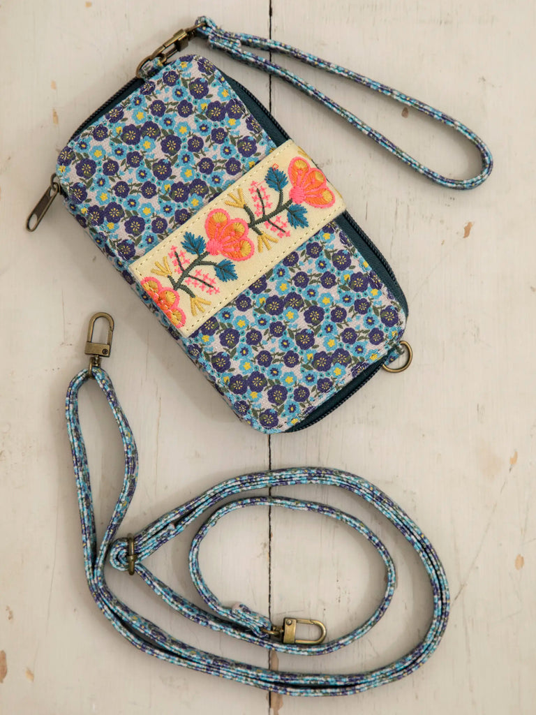 Wristlet Wallet - Blue Floral Ditsy-view 1