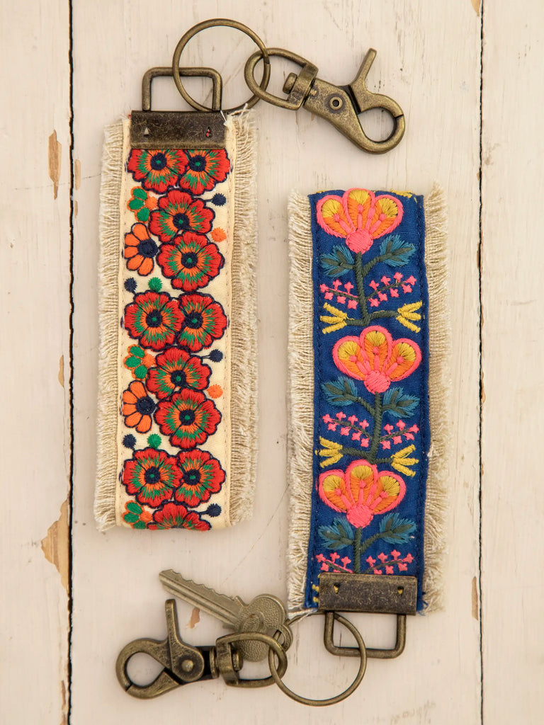Embroidered Key Fob|Cream-view 2