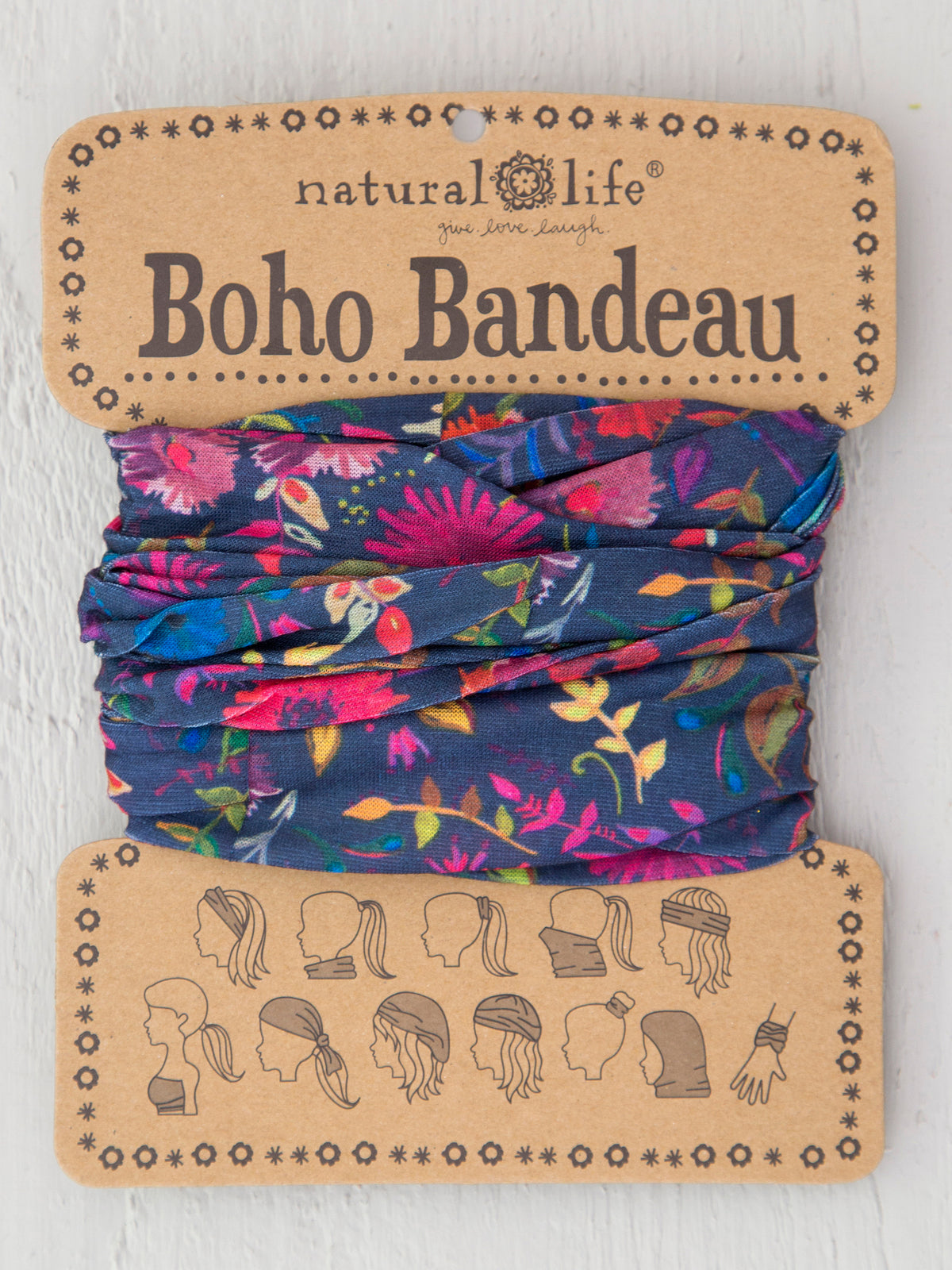 thumbnail image 2 of Floral Mandala Medium Half Headband – Boho Bandeau By Karma Gift, Cream 2 of 3