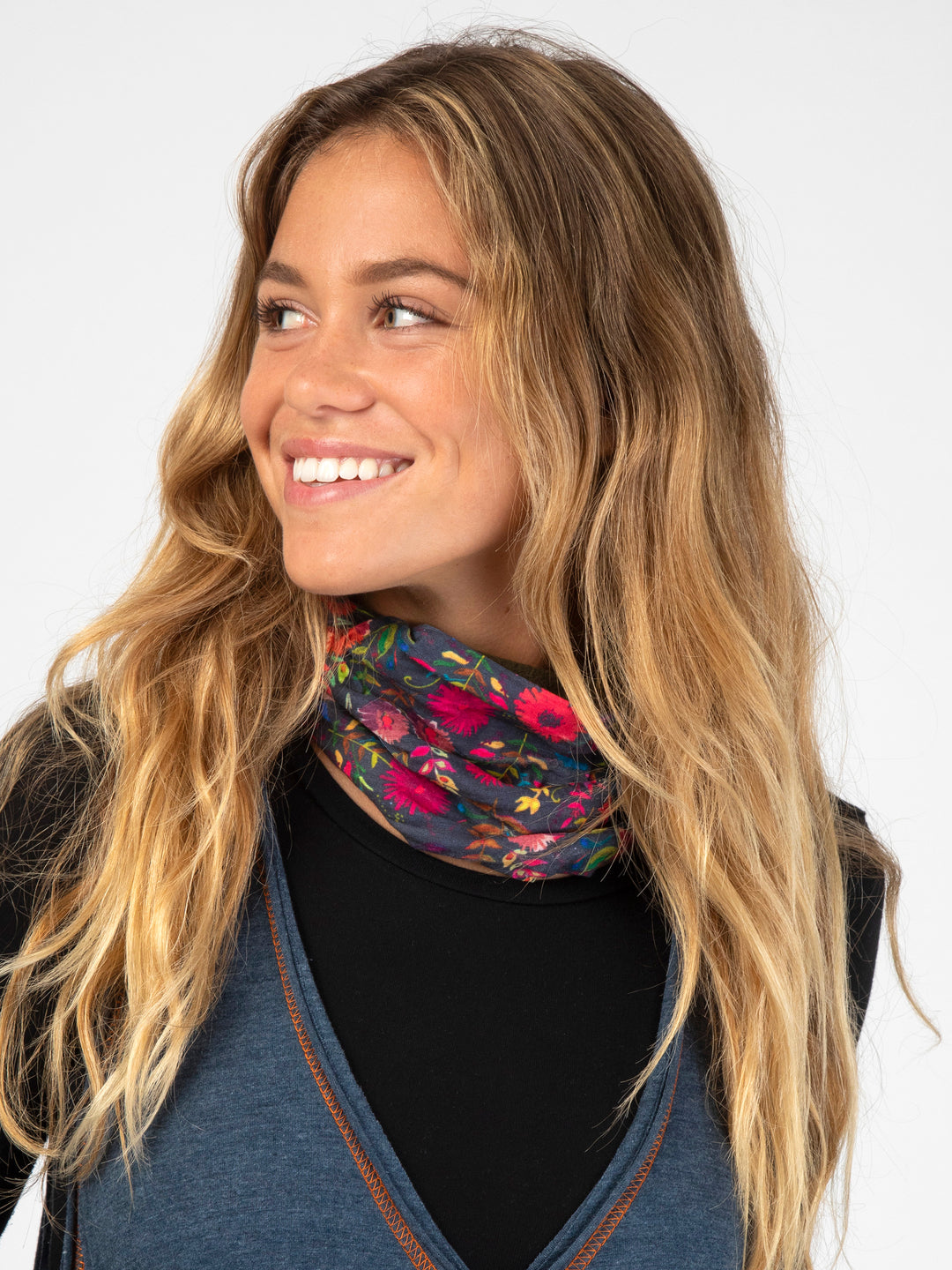 Fleece Boho Bandeau® Headband - Navy Wildflower