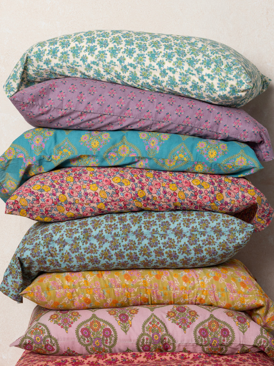 Mix & Match Cotton Pillowcase, Single - Pink Retro Calico