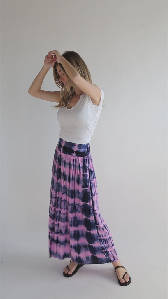 Lisa Maxi Skirt - Navy Pink Tie-Dye-view 8