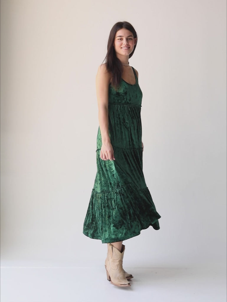 Karlie Velvet Maxi Dress - Evergreen-view 5