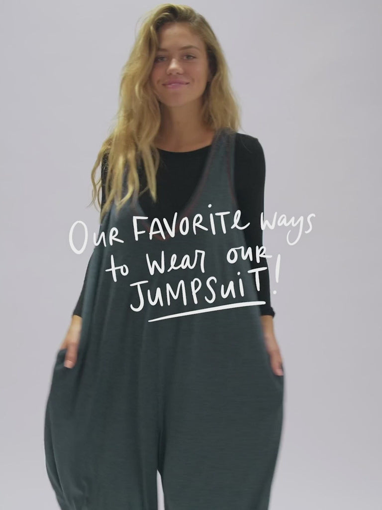 Knit Jumpsuit|Olive-view 6
