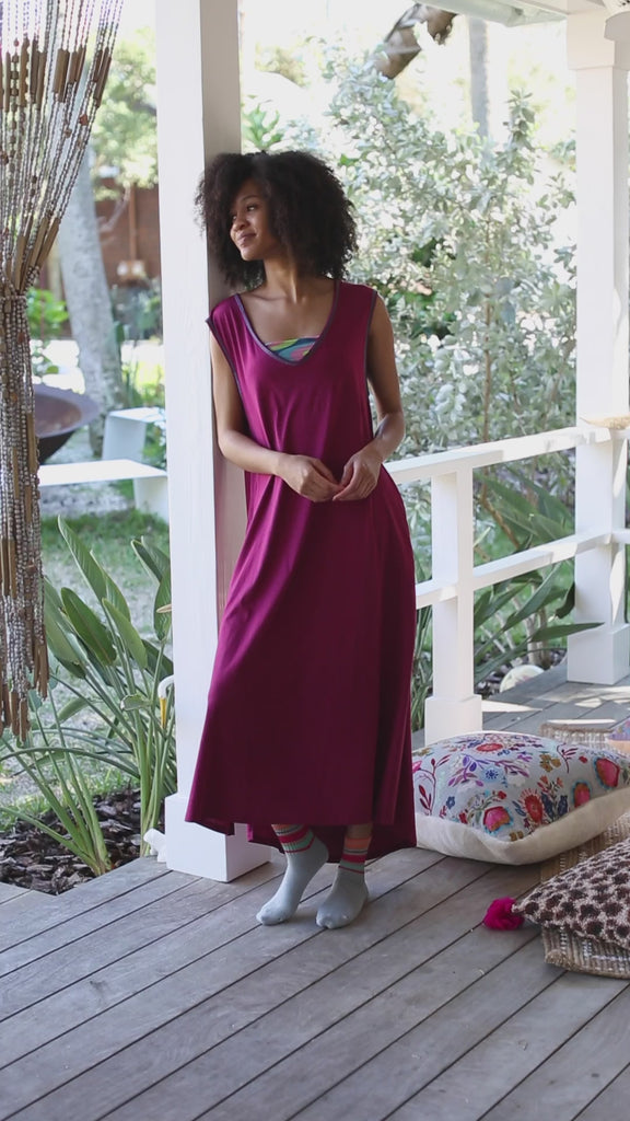 Hangout Knit Midi Dress - Cranberry-view 5