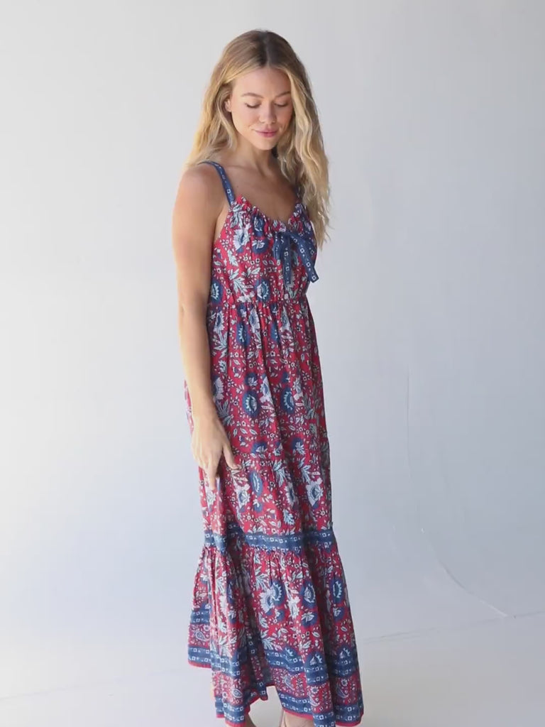 Isabella Maxi Dress - Red Blue Floral-view 6