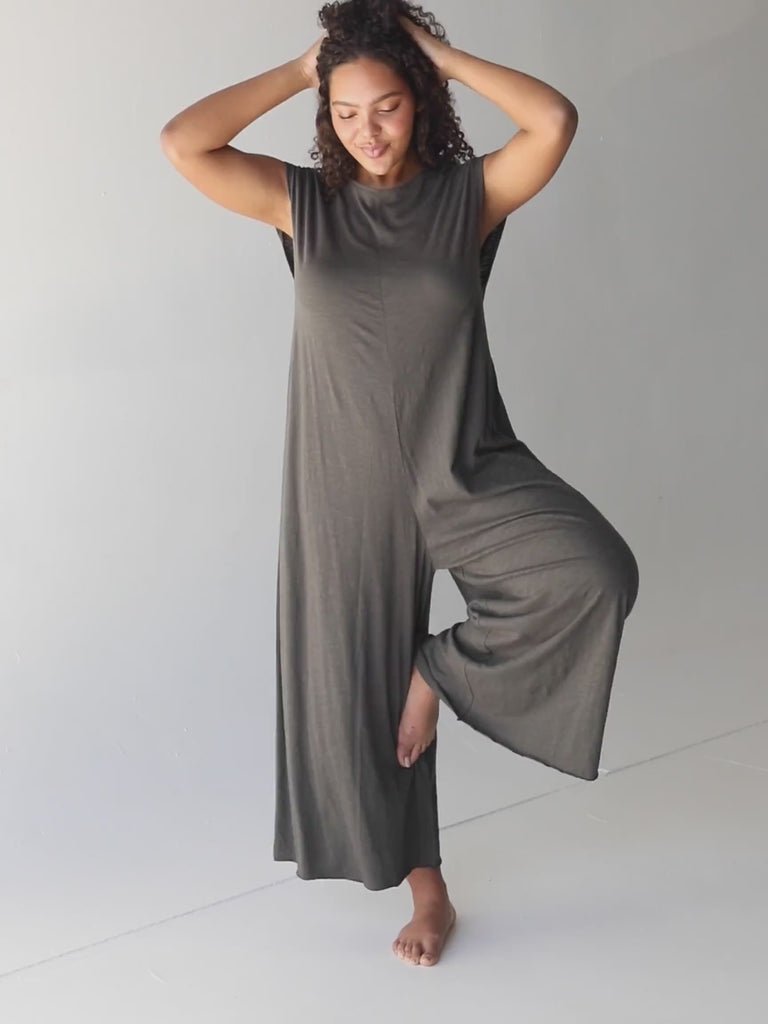 Dylan Knit Jumpsuit|Washed Charcoal-view 6