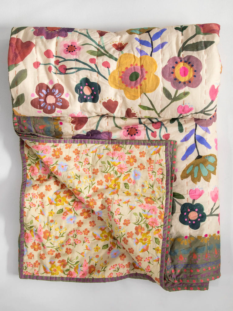 Bungalow Reversible Quilt|Artsy Floral-view 2
