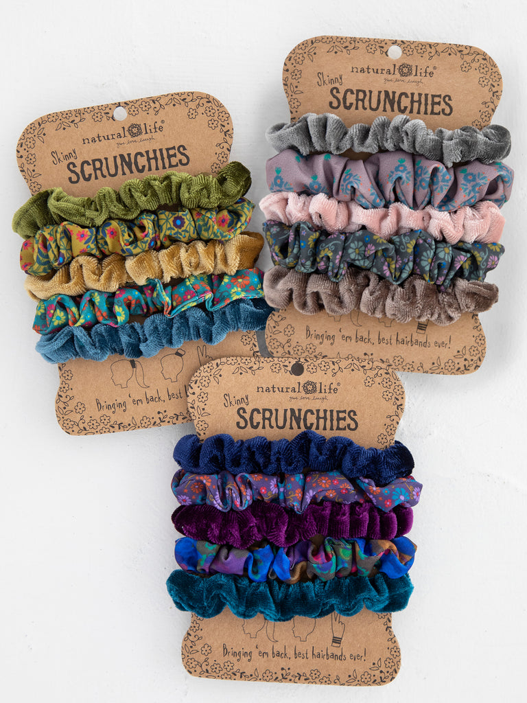 Print and Velvet Scrunchies|Sage-view 1
