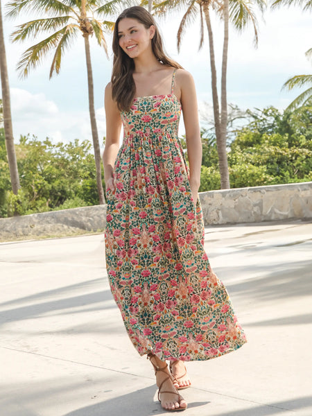 Bailey Maxi Dress - Cream Pink Rose  Natural Life