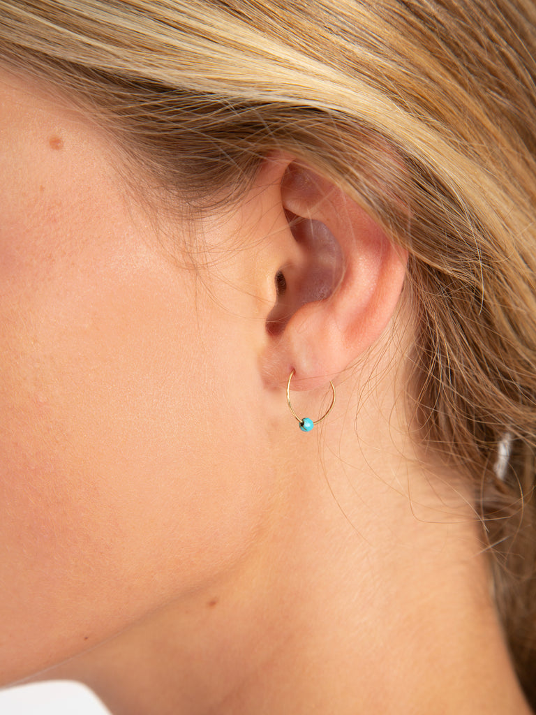 Tiny Hoop Earrings - Turquoise-view 2