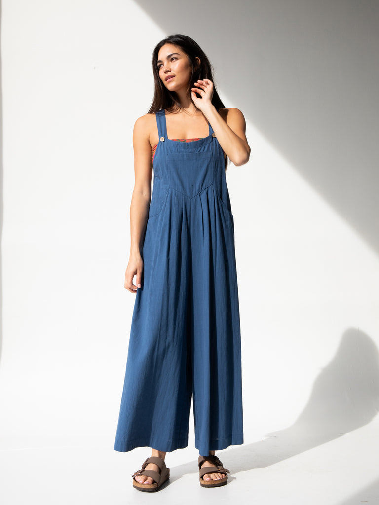 Carrington Wide-Leg Jumpsuit - Washed Navy-view 1