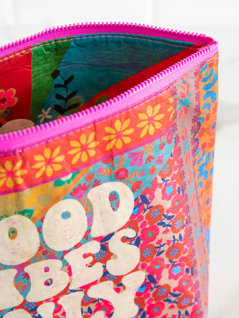 Recycled Zipper Pouch - Good Vibes Only-view 2