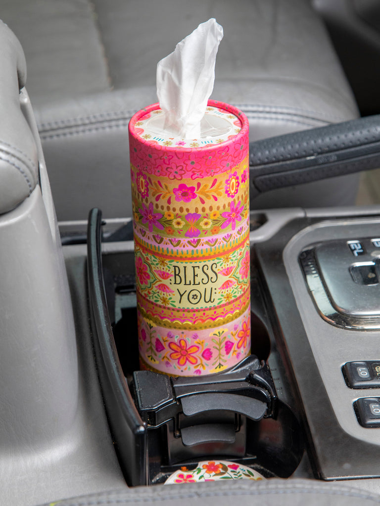 Car Tissues, Set of 3 - Bless You Pink Border-view 1