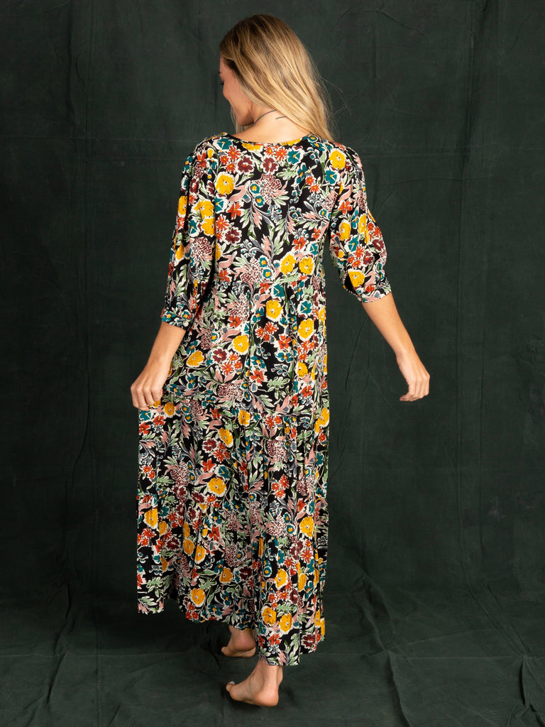 Sage Maxi Dress|Gold Fall Floral-view 2