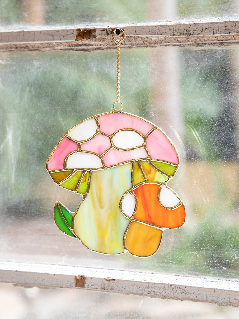 Stained Glass Window Hanging - Mushroom-view 1