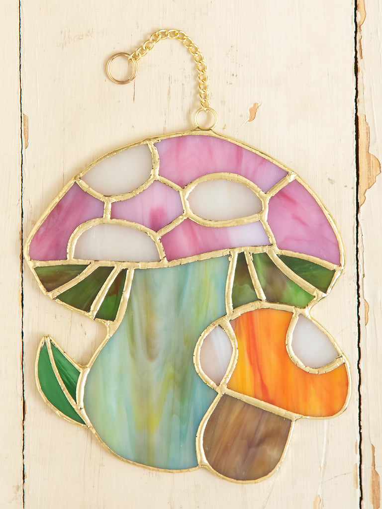 Stained Glass Window Hanging - Mushroom-view 2