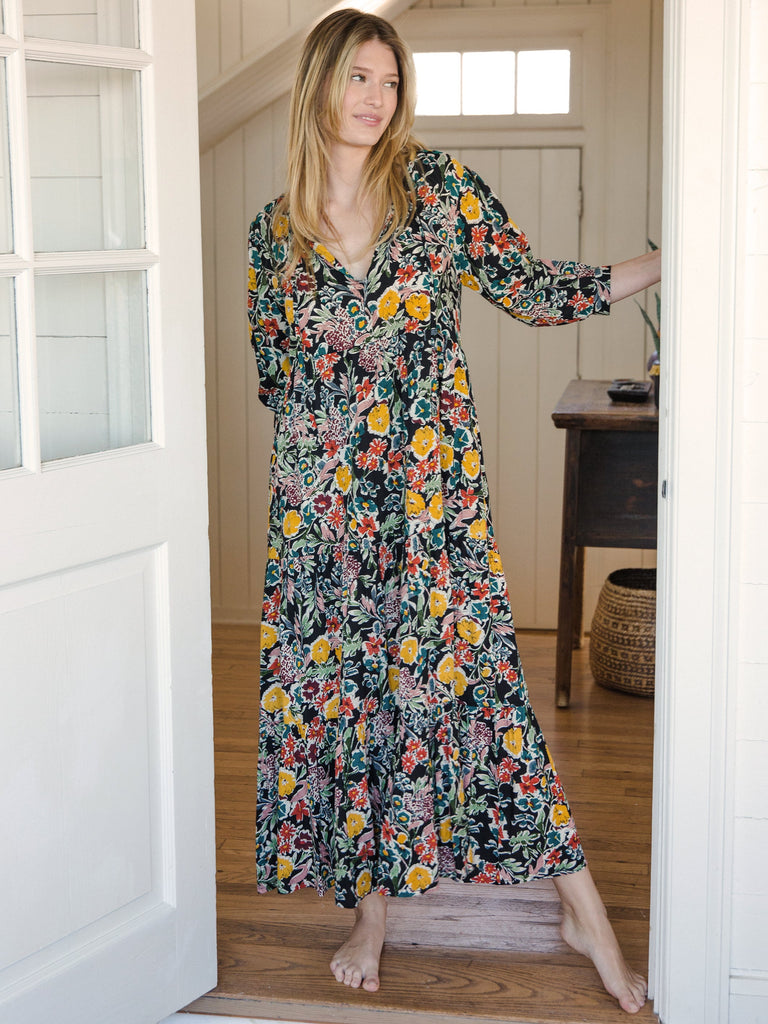 Sage Maxi Dress|Gold Fall Floral-view 4